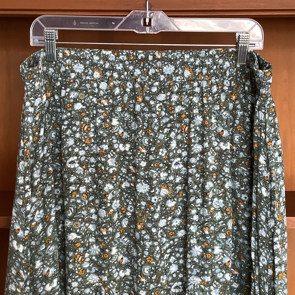 LOFT Floral Plus Size Skirt Green Boho Prairie Cottagecore Elastic Waist XXL - Picture 8 of 12